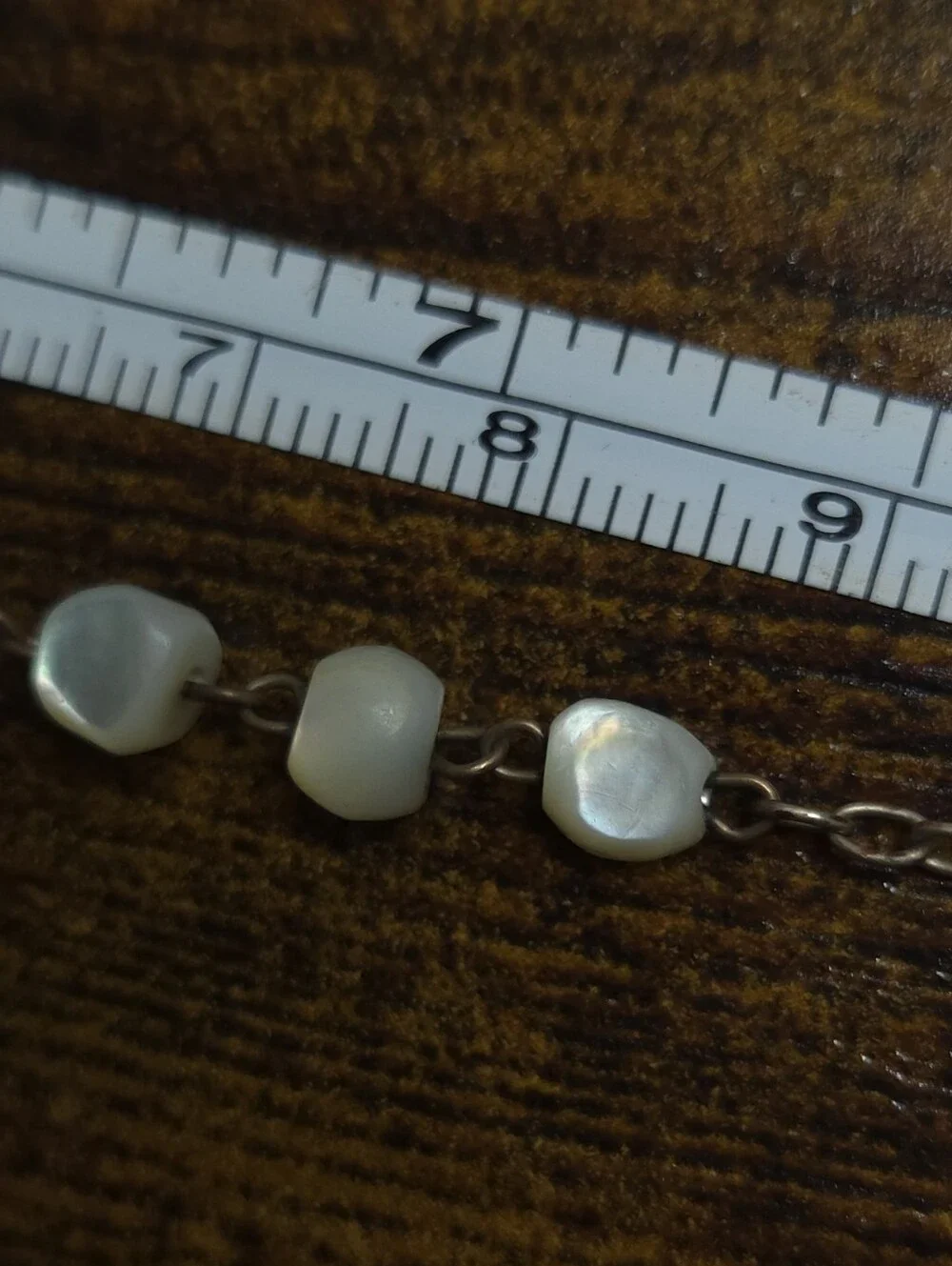 Antique Victorian Balamuti Mother of Pearl Beaded Sterling Silver Bracelet 8 1/4